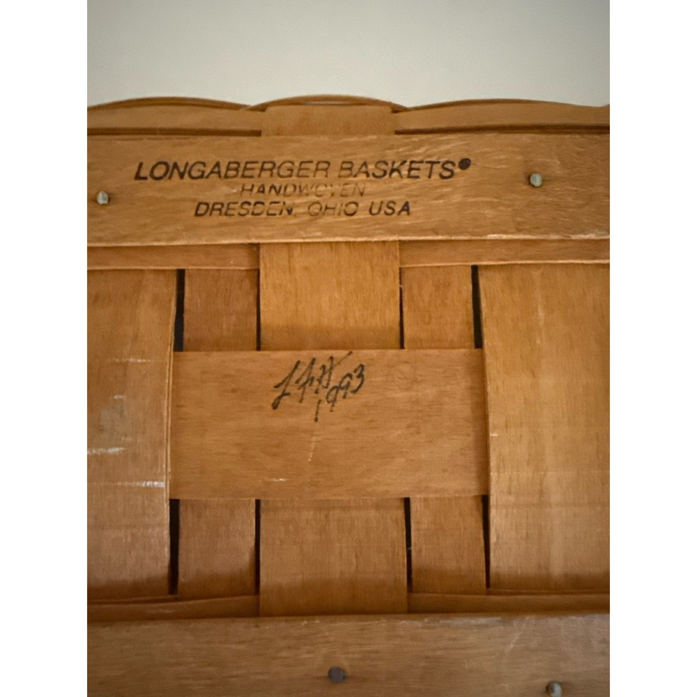 Longaberger Brown Wooden Storage Basket 1993 Has Some Cracks. SEE PICS